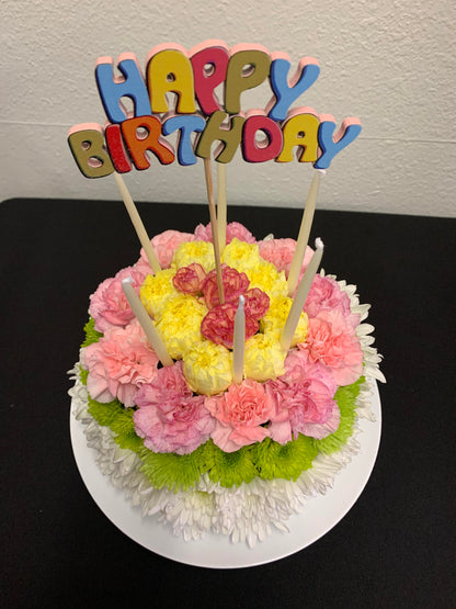 HAPPY BIRTHDAY FLORAL CAKE