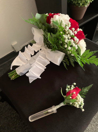 BRIDAL BOUQUET WHITE AND RED